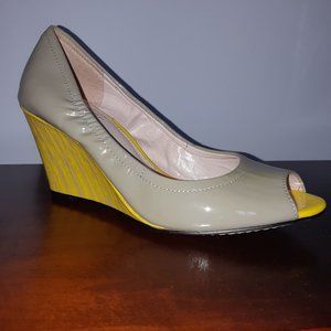 Vince Camuto Grey And Yellow Wedge-Heels